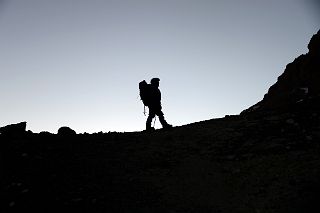 09 Inka Guide Agustin Aramayo Silhouetted On The Climb Between Colera Camp 3 And Independencia On The Way To Aconcagua Summit.jpg